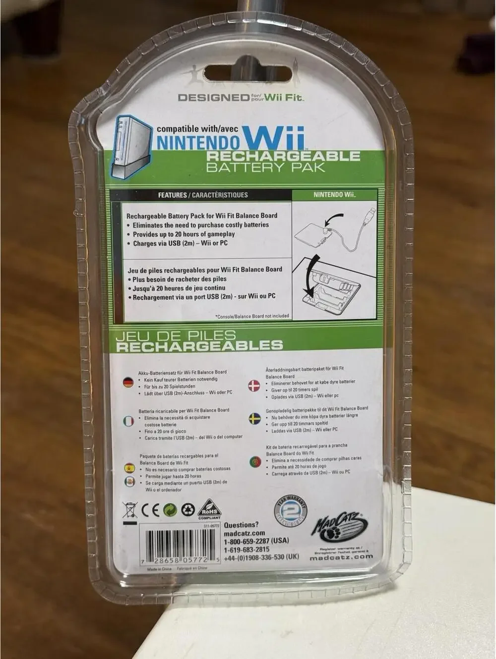 Mad Catz Nintendo Wii Rechargeable Battery Pak for Wii Fit New, Sealed